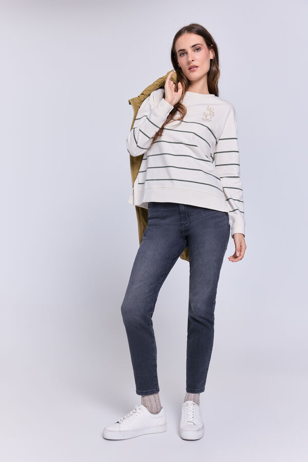 Milano Sudadera de rayas con bordado lurex Blanco
