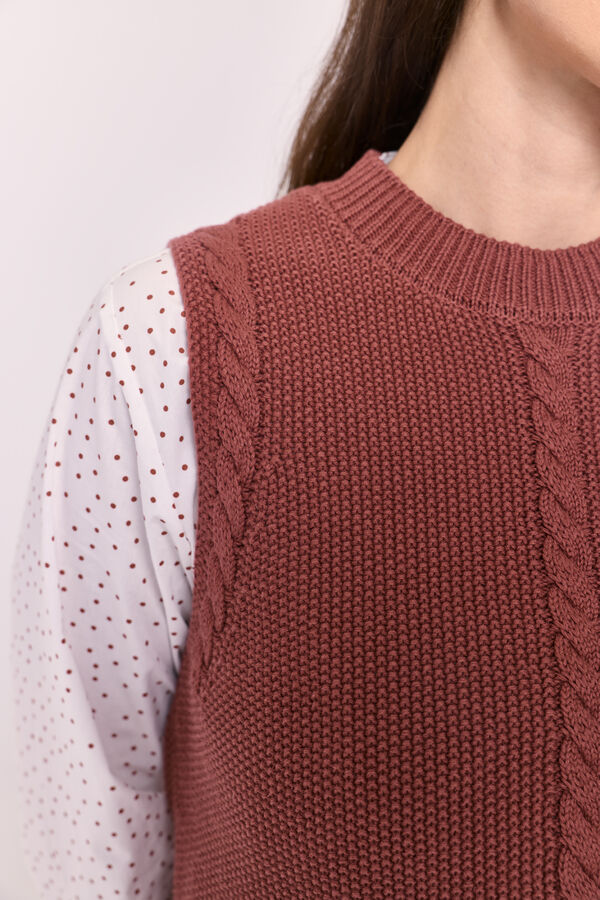 Milano Chaleco de punto con trenzas Vino