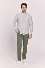 Milano Camisa lisa manga comprida C&aacute;qui