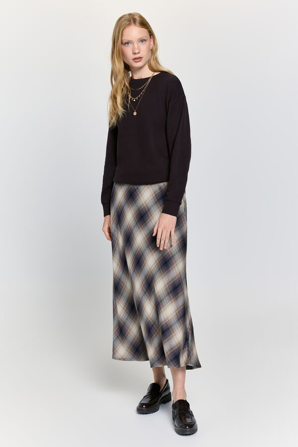 Milano T-shirt de polar malha com gola caixa Castanho