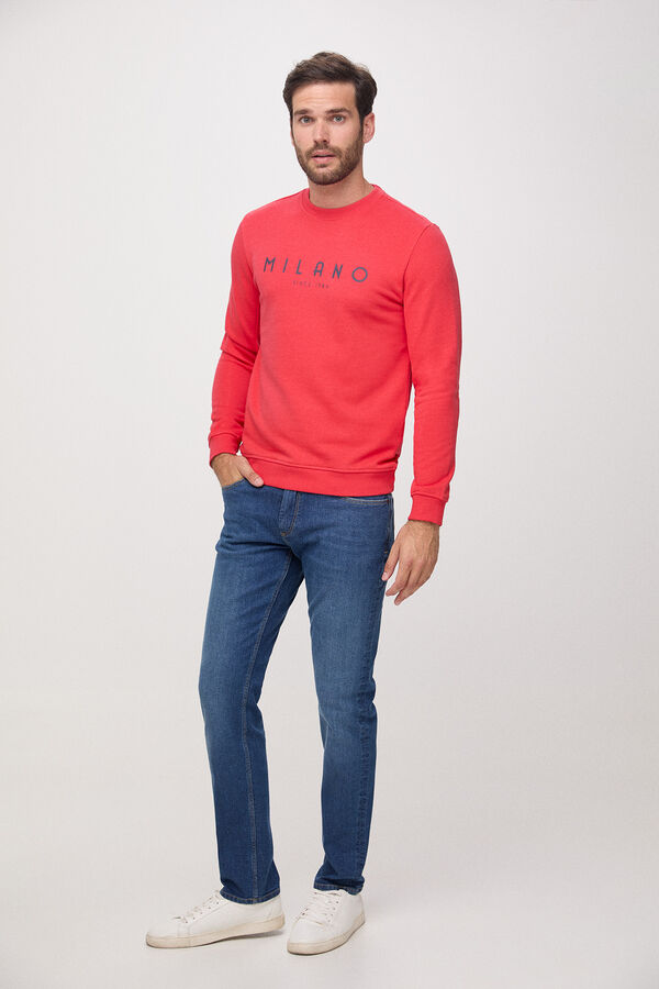 Fifty Outlet Sweatshirt gola caixa confecionada com print posicional Vermelho