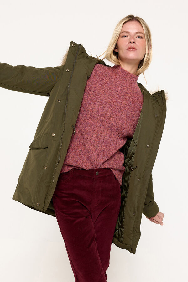 Milano Parka gruesa acolchada con cuello efecto pelo Verde