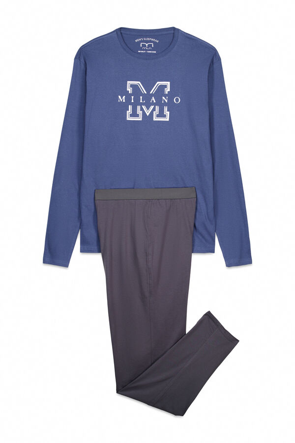 Milano Pijama com logo grande Azul