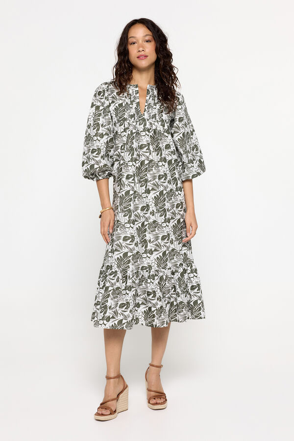 Milano Vestido fluido estampado natural