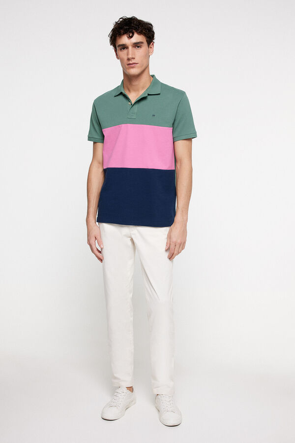 Fifty Outlet Polo pique tricolor Coral