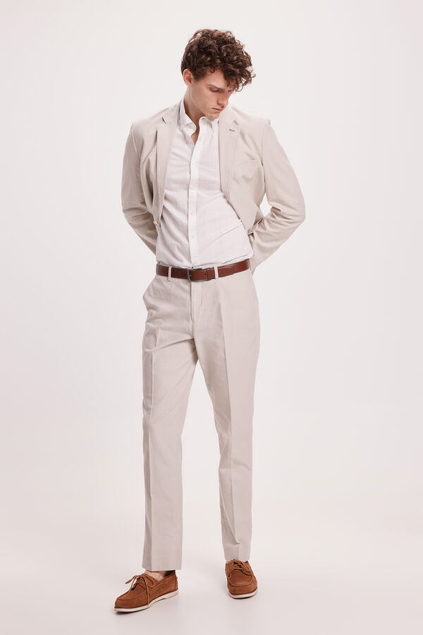 Milano Cal&ccedil;as de linho Estampado branco