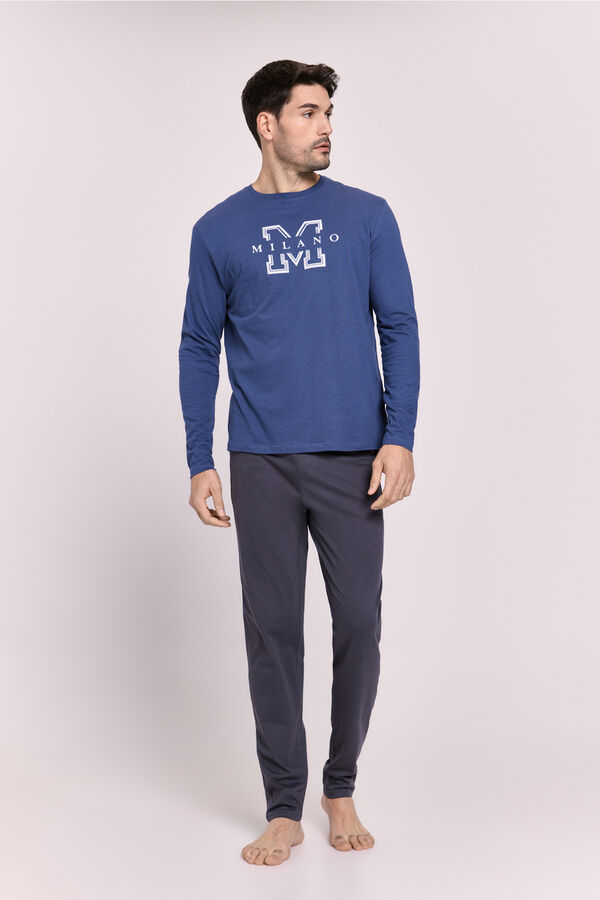 Milano Pijama com logo grande Azul
