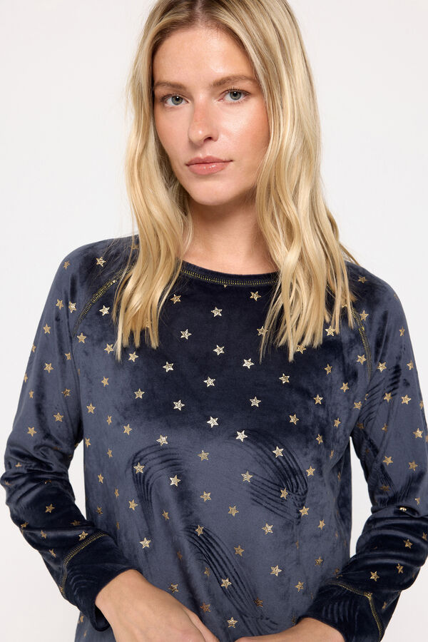 Milano Pijama de velour estrela Marinho