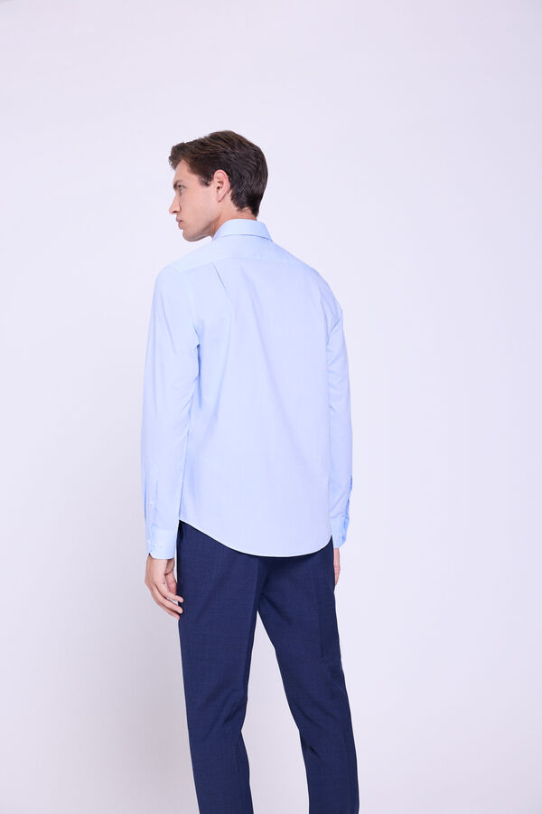 Milano Camisa Vestir Microestructura Azul