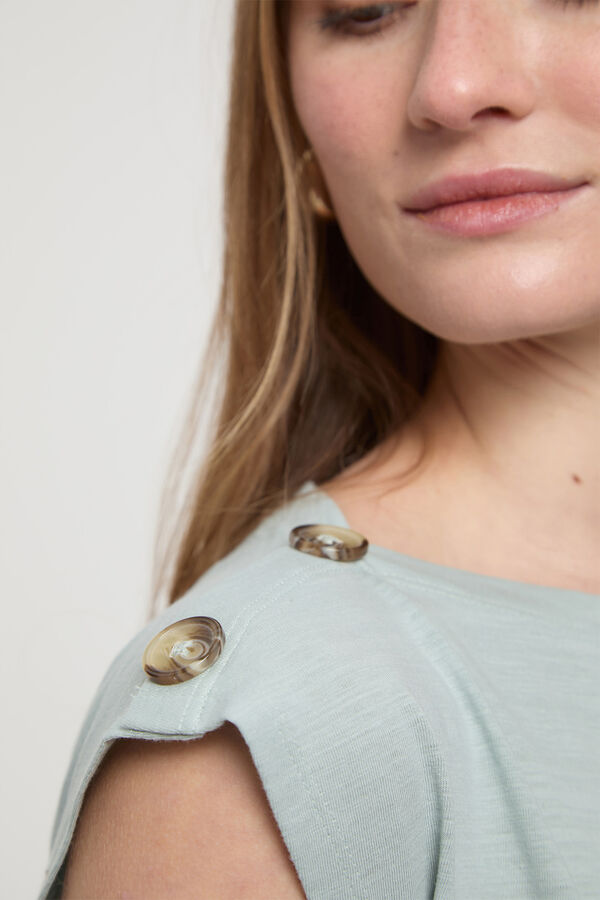 Milano T-shirt com bot&otilde;es nos ombros Verde