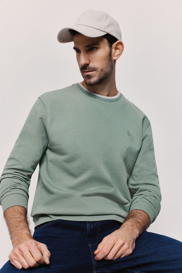 Springfield Sudadera cuello redondo con logo bordado Verde