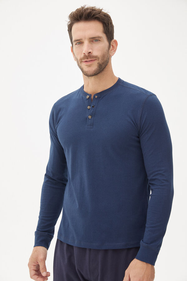 Fifty Outlet T-shirt com tapete e botões Azul