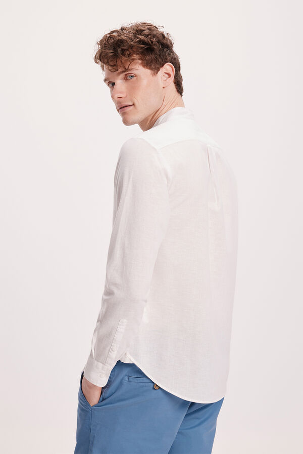 Pedro del Hierro Camisa Lino PDH Lisa Blanco