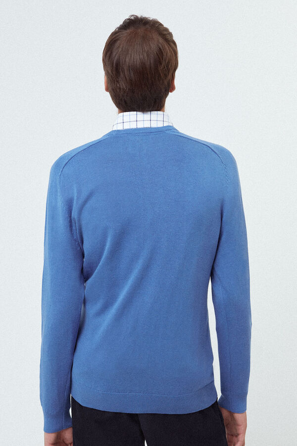 Fifty Outlet Jersey cuello caja confeccionado en algodón. Azul