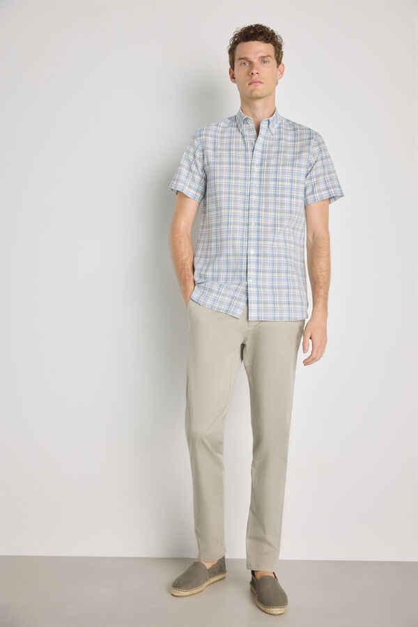 Pedro del Hierro Camisa de xadrez de manga curta Azul indigo