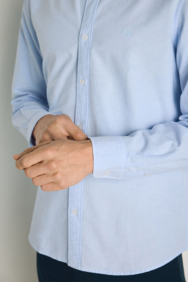Springfield Camisa lisa manga larga Azul Claro
