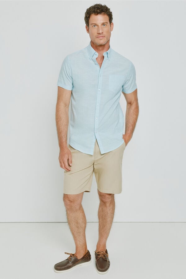 Milano Camisa lisa de manga curta Azul