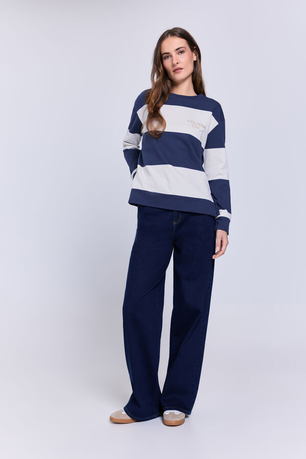 Milano Sudadera de rayas con bordado lurex Navy