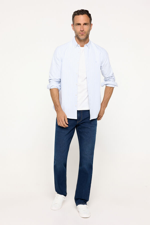 Milano Camisa oxford riscas Azul