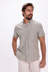 Milano Camisa Slub Lisa Kaki Oscuro