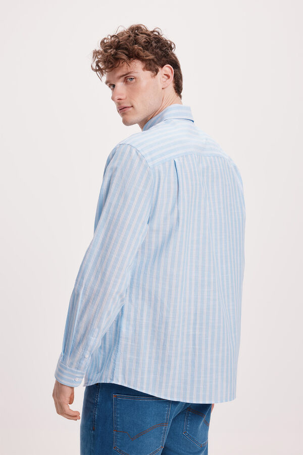 Springfield Camisa Oxford SPF Rayas Azul