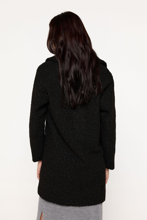Milano Abrigo boucle doble botonadura con bolsillos de plastron Negro