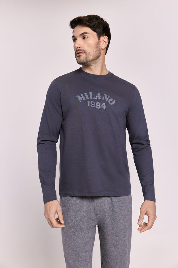 Milano Pijama Lettering Gris Oscuro