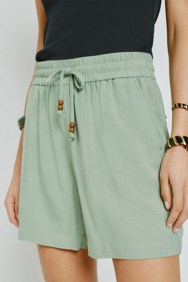 Milano Bermuda lisa con cinturilla el&aacute;stica Verde