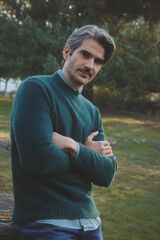 Milano Jersey cuello caja regular fit Azul