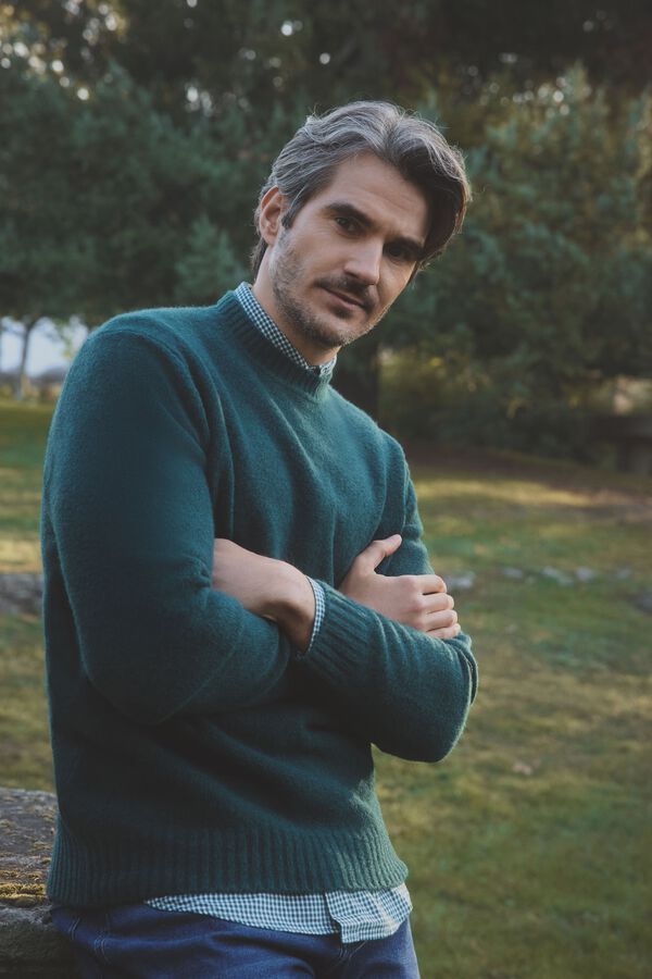 Milano Jersey cuello caja regular fit Azul