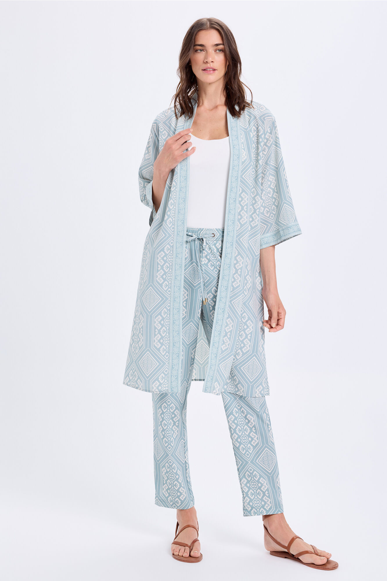 Milano Kimono largo estampado en tejido efecto seda