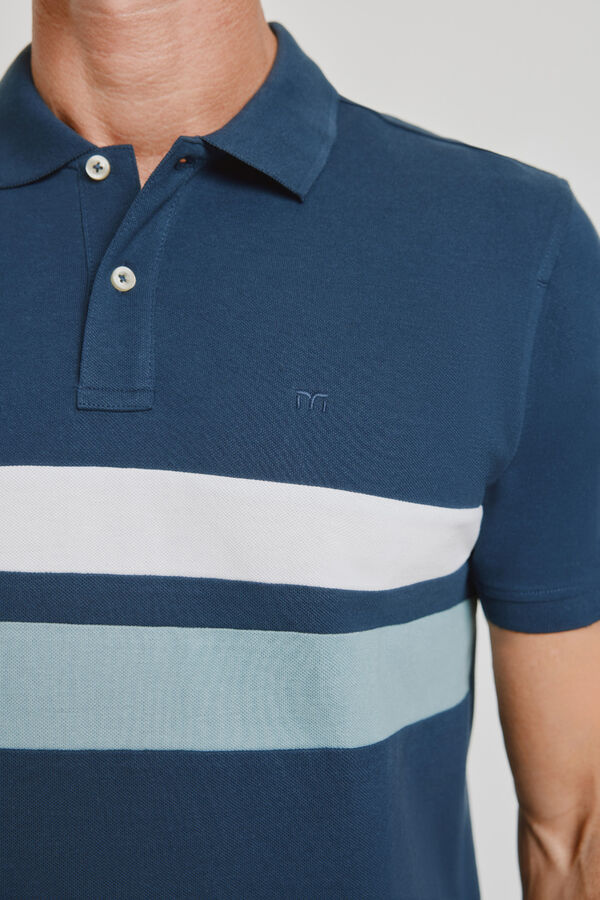 Milano Polo de riscas de manga curta Marinho