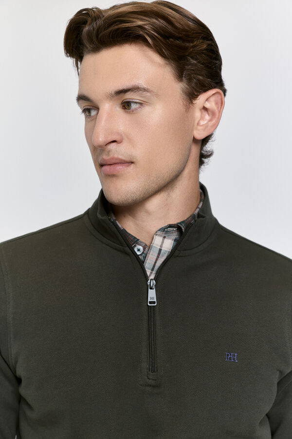 Pedro del Hierro Sudadera semicisne logo Kaki Oscuro
