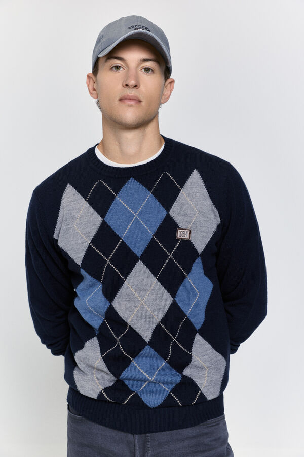 Pedro del Hierro Camisola de gola caixa redonda em formato de diamante Marinho