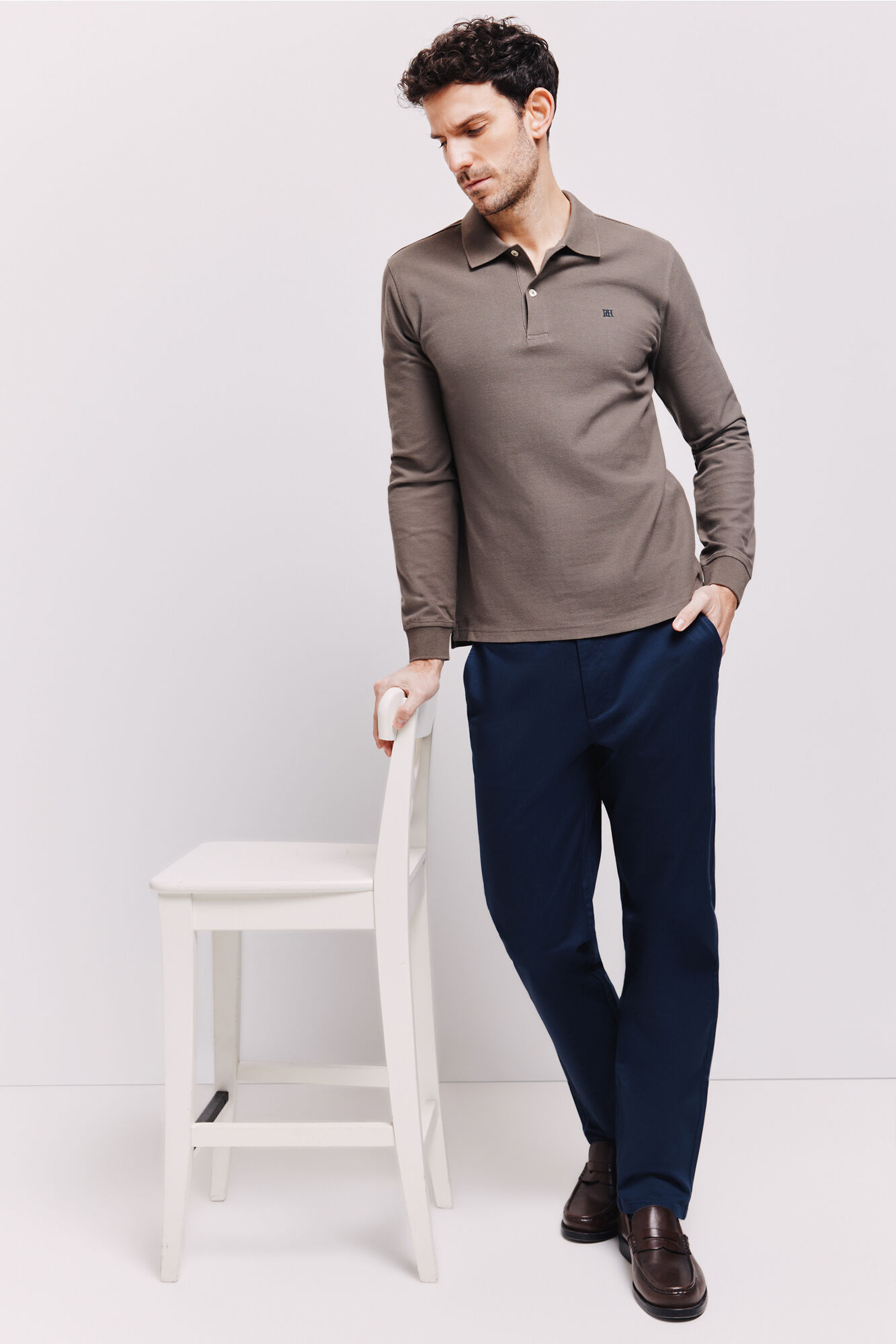 Pedro del Hierro Polo manga larga con logo bordado