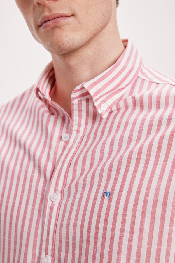 Milano Camisa malha slub riscas Estampado laranja