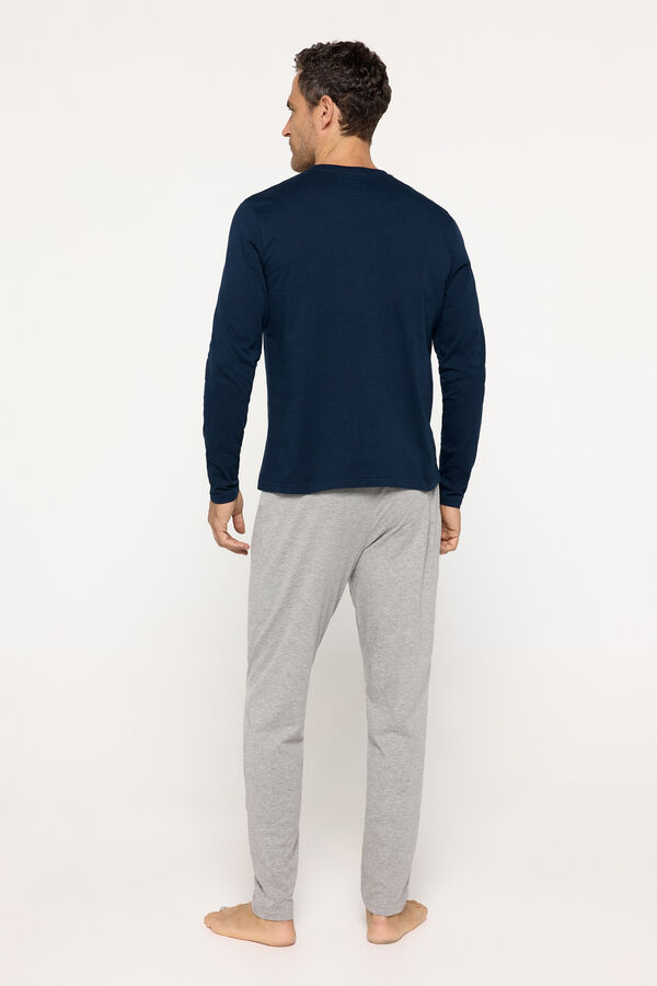Milano Pijama de manga comprida. Algod&atilde;o camisola simples de qualidade Cinza medio