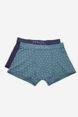 Milano Pack boxer liso y estampado geom&eacute;trico Azul turquesa