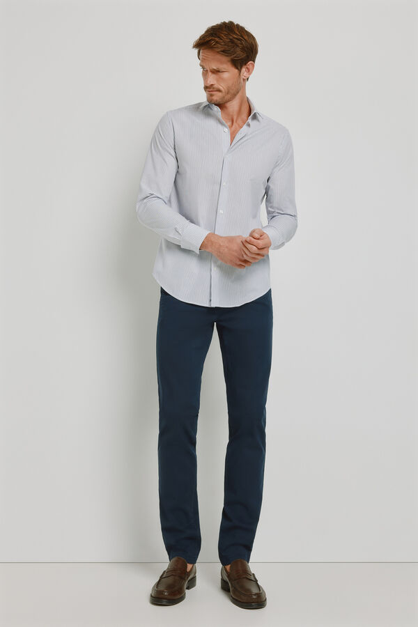 Milano Camisa rayas manga larga Azul