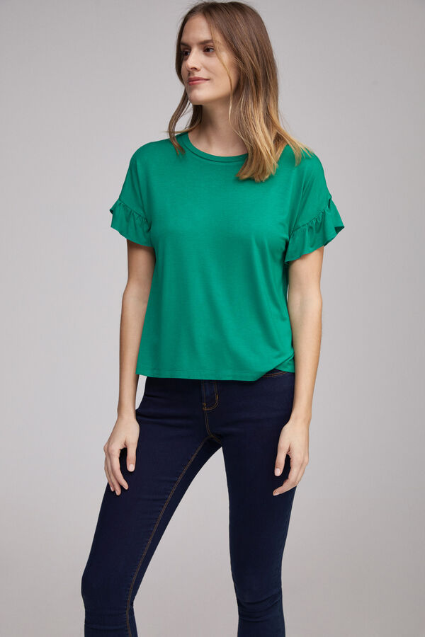 Fifty Outlet T-shirt folhos franzidos Verde