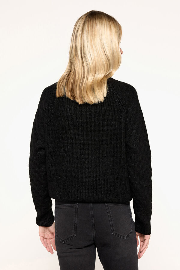 Milano Jersey grueso calado hilo lurex Negro