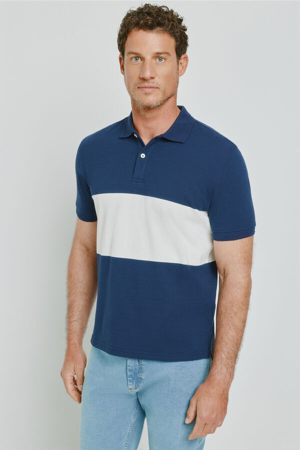 Milano Polo de riscas de manga curta Marinho