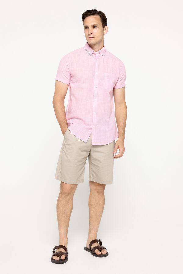 Milano Camisa malha slub riscas vermelho