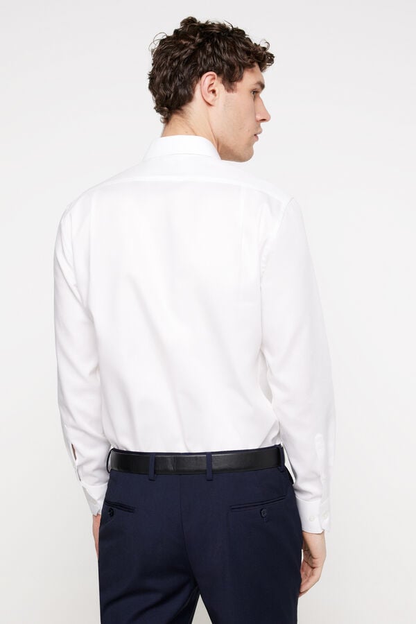 Fifty Outlet Camisa Microestructura Vestir. Blanco