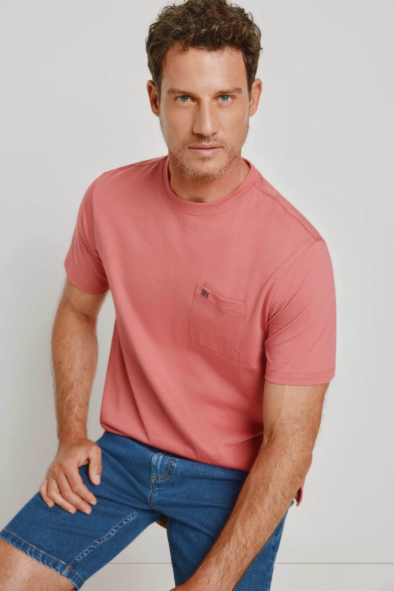Pedro del Hierro T-shirt b&aacute;sica com logo bordado