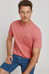 Pedro del Hierro T-shirt b&aacute;sica com logo bordado Vinho