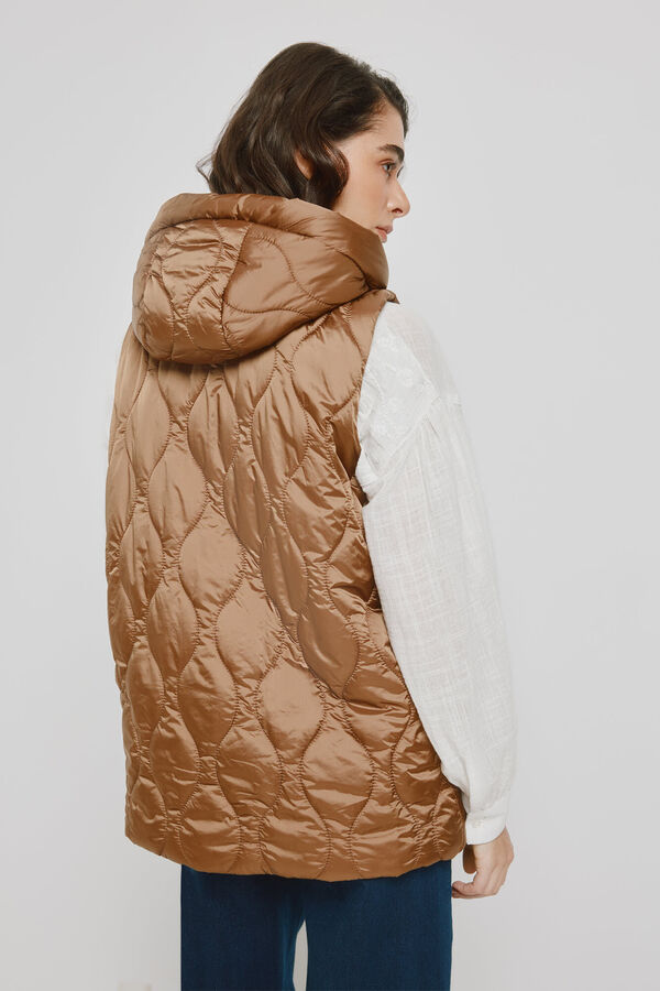 Milano Colete acolchoado com capuz Castanho