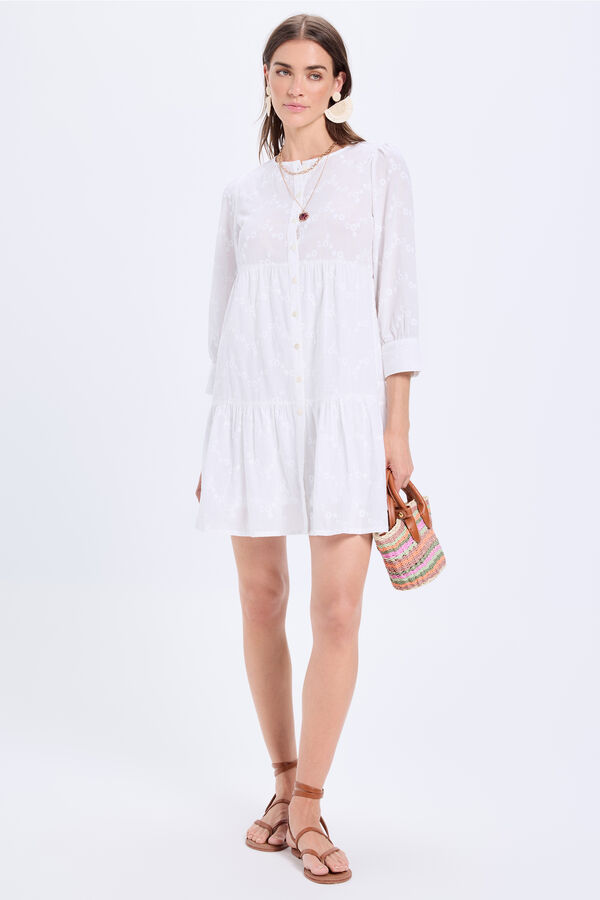 Milano Vestido curto bordado Branco