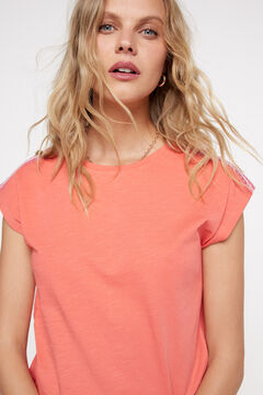 Fifty Outlet Camiseta algodon fornitura hombro Rojo/Coral