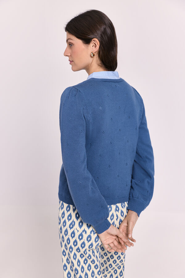 Milano Cardigan de punto manga abullonada Azul